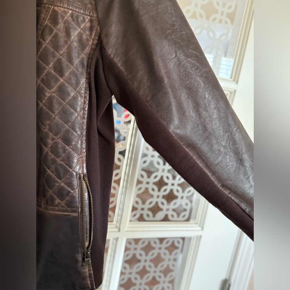 Maurices Quilted Dark Brown Faux Leather Jacket, XL - Picture 6 of 8